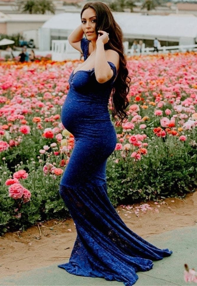 drop sleeve maternity gown