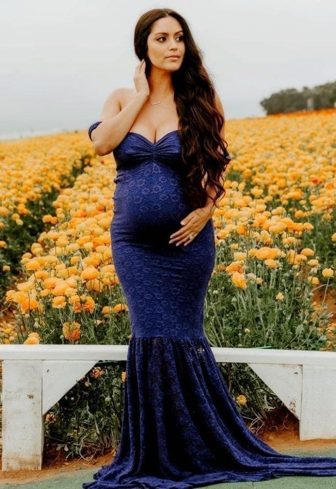 drop sleeve maternity gown