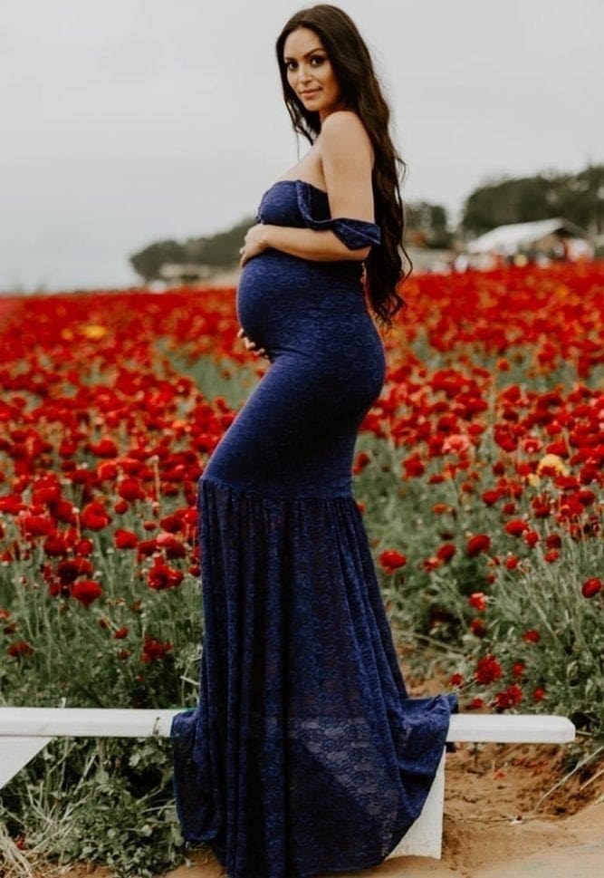 drop sleeve maternity gown
