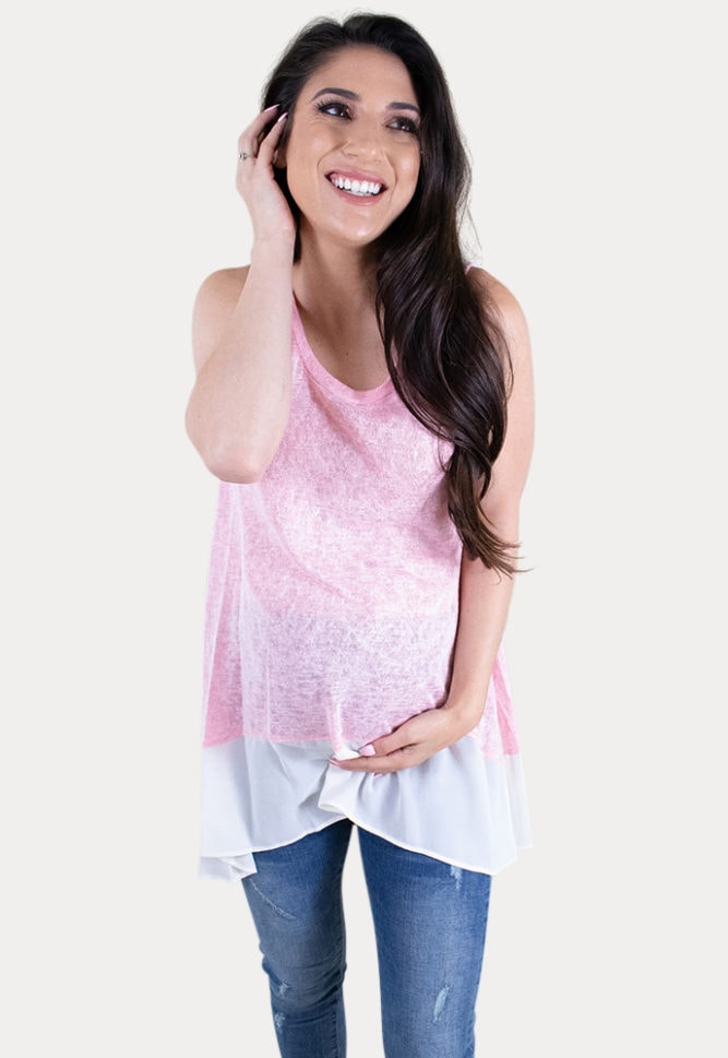 pink maternity tank top