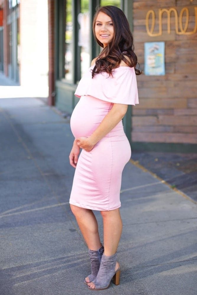 Off the shoulder maternity dress