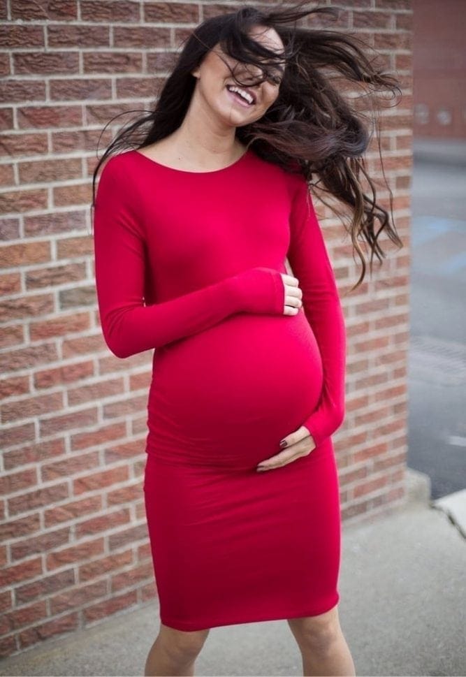 scoop back maternity dress