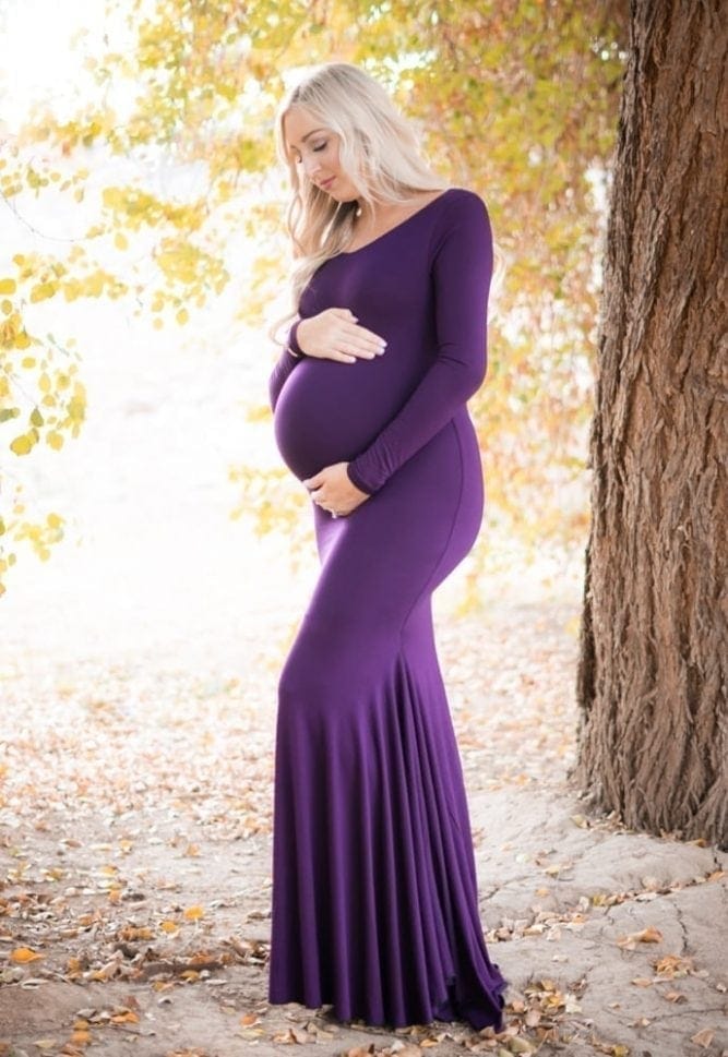 scoop back maternity gown