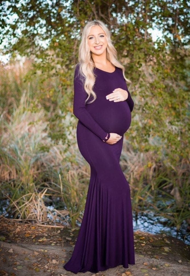 scoop back maternity gown