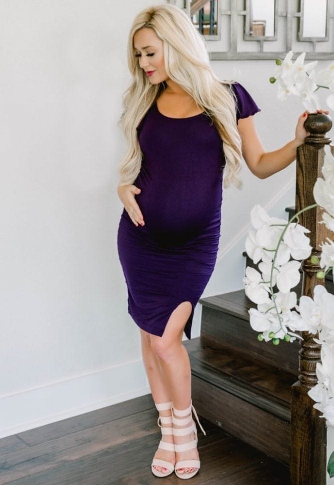 ruffle sleeve maternity dress