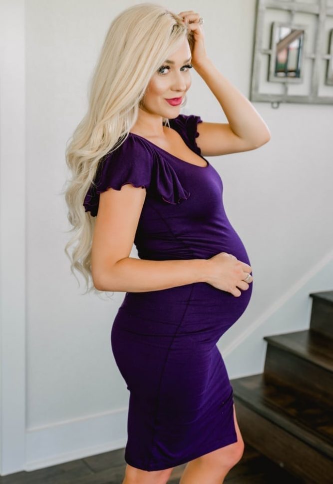 ruffle sleeve maternity dress
