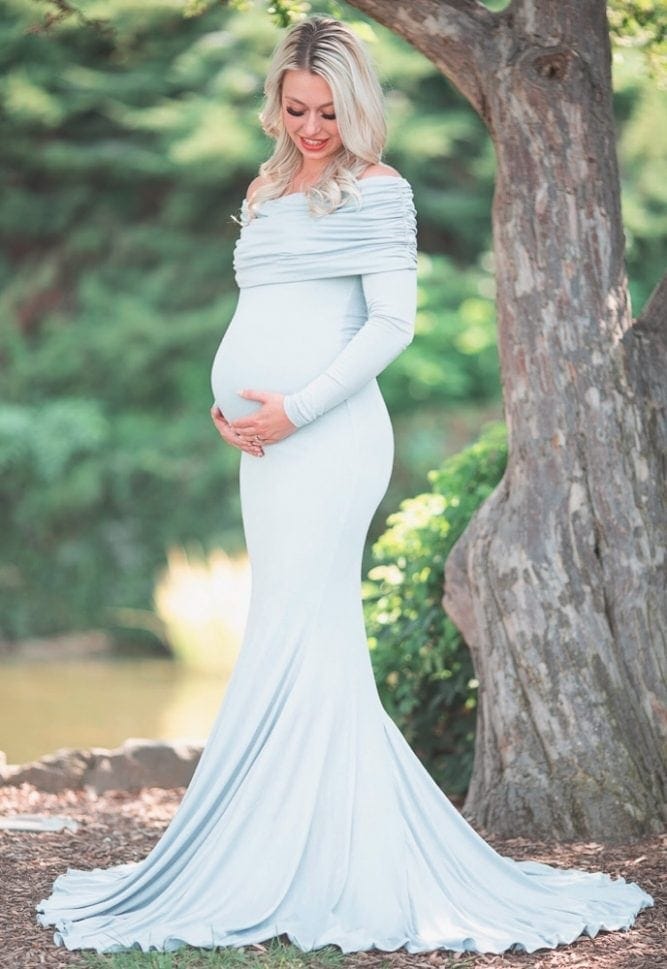 flared maternity gown