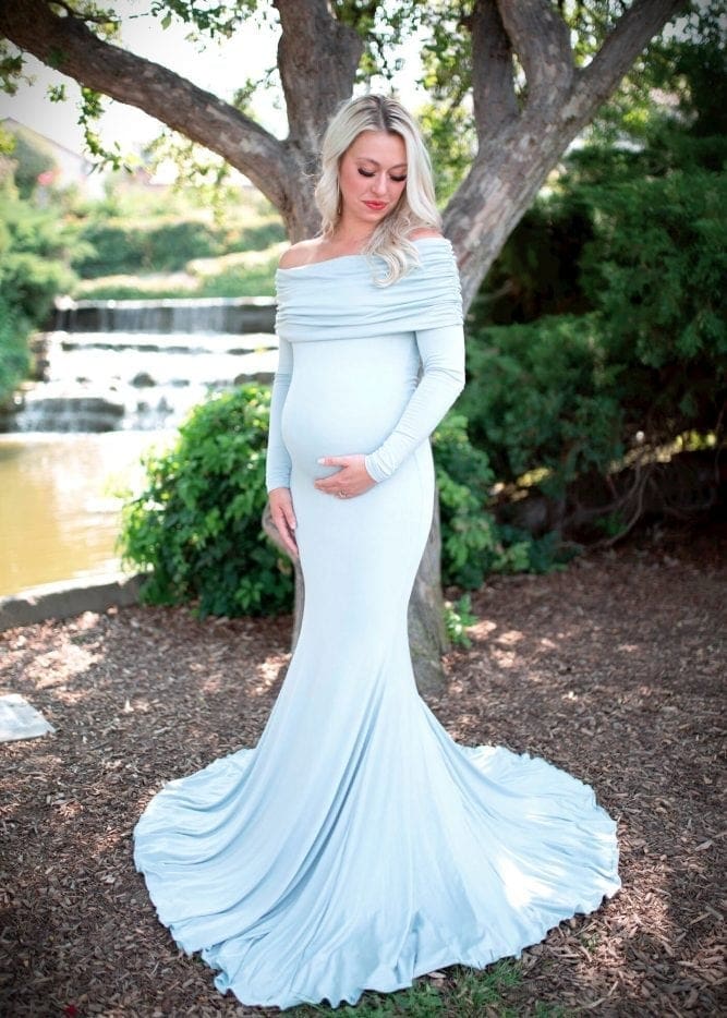 flared maternity gown
