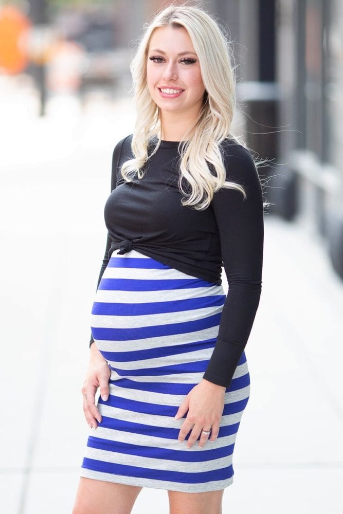 striped maternity skirt