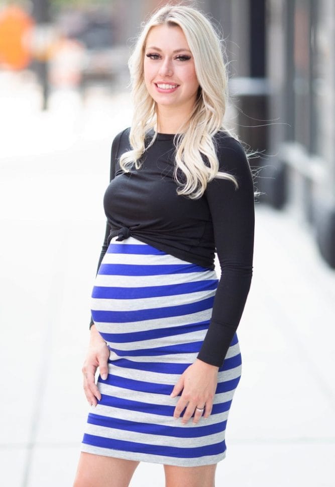 striped maternity skirt