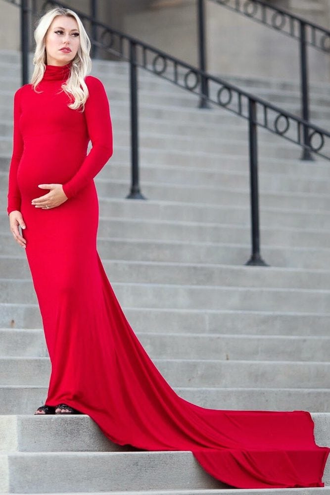 turtleneck maternity gown