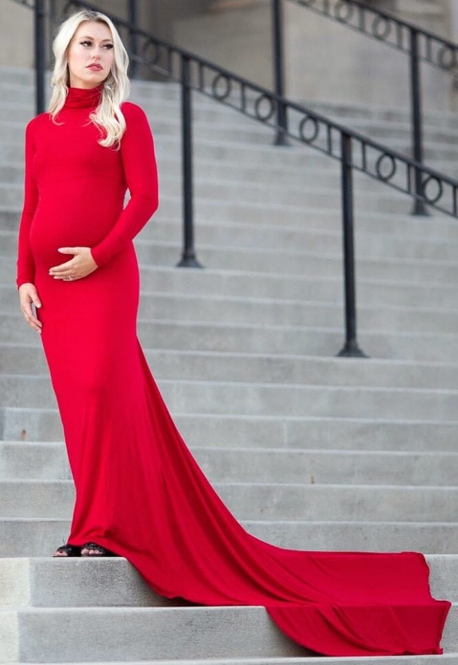 turtleneck maternity gown