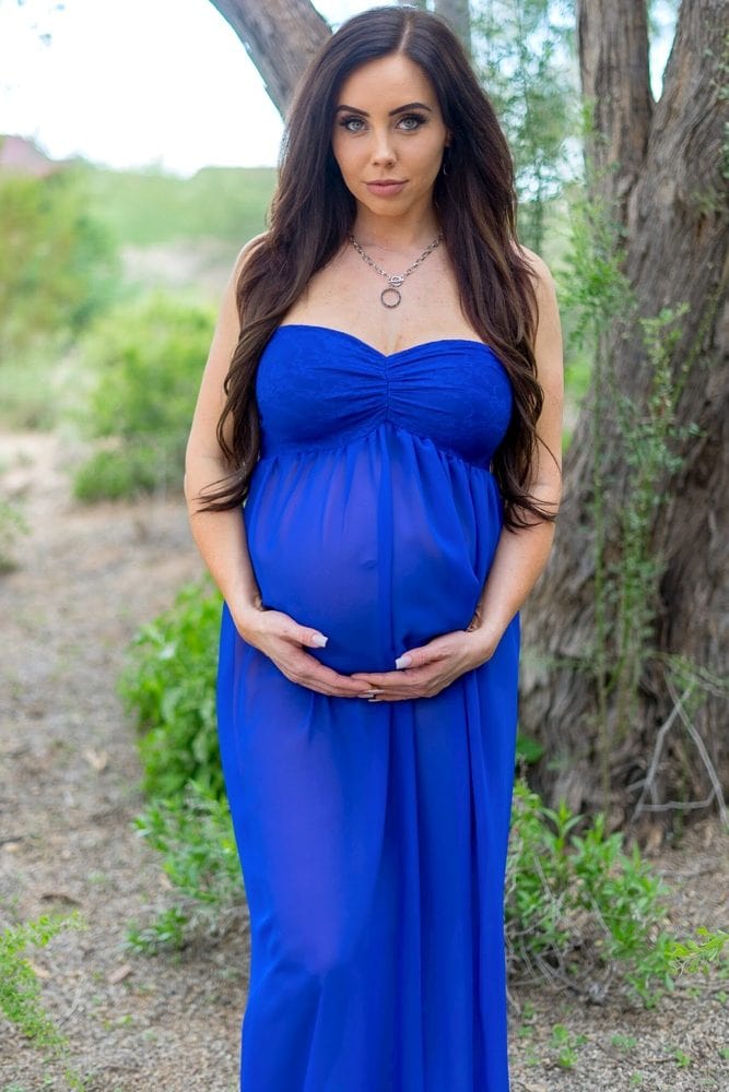 lace and chiffon maternity gown