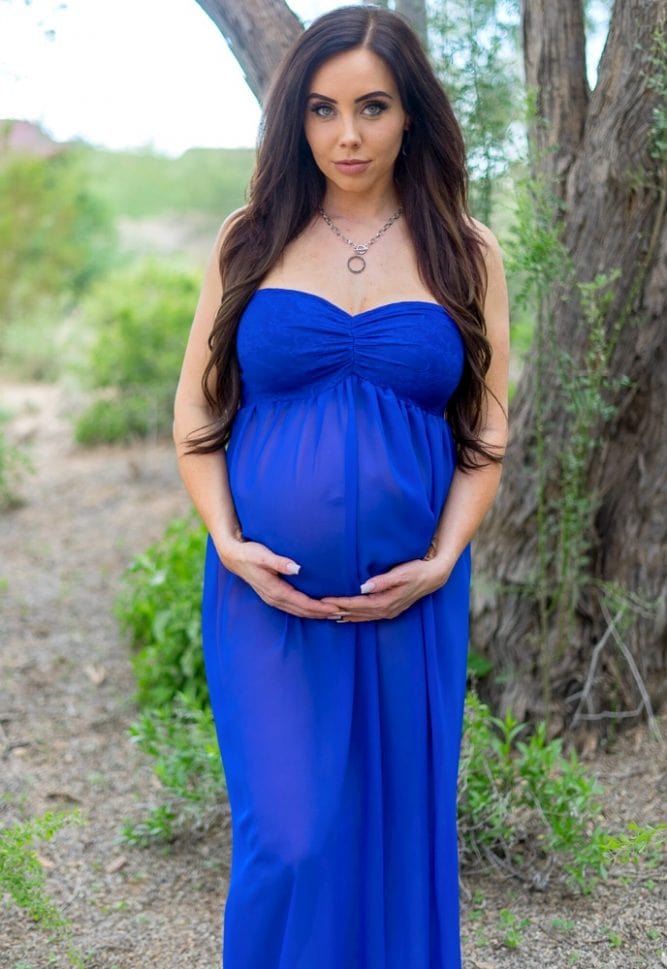 lace and chiffon maternity gown