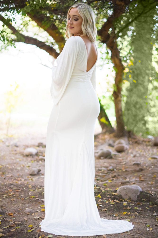 bell sleeve maternity wedding dress