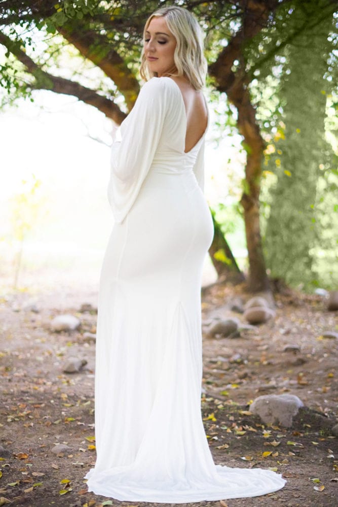 bell sleeve maternity wedding dress