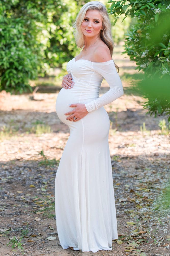 long sleeve maternity wedding dress