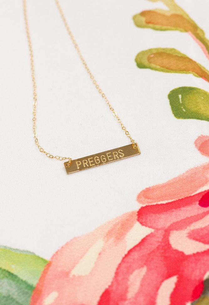 gold preggers bar necklace