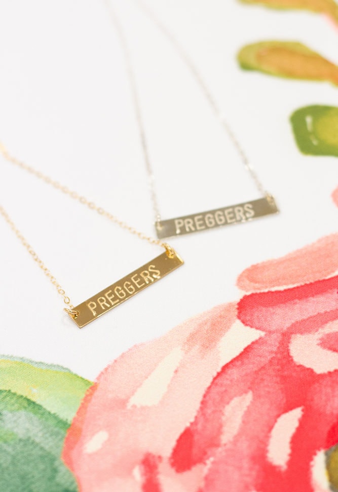 gold preggers bar necklace
