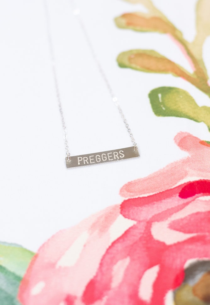 silver preggers bar necklace