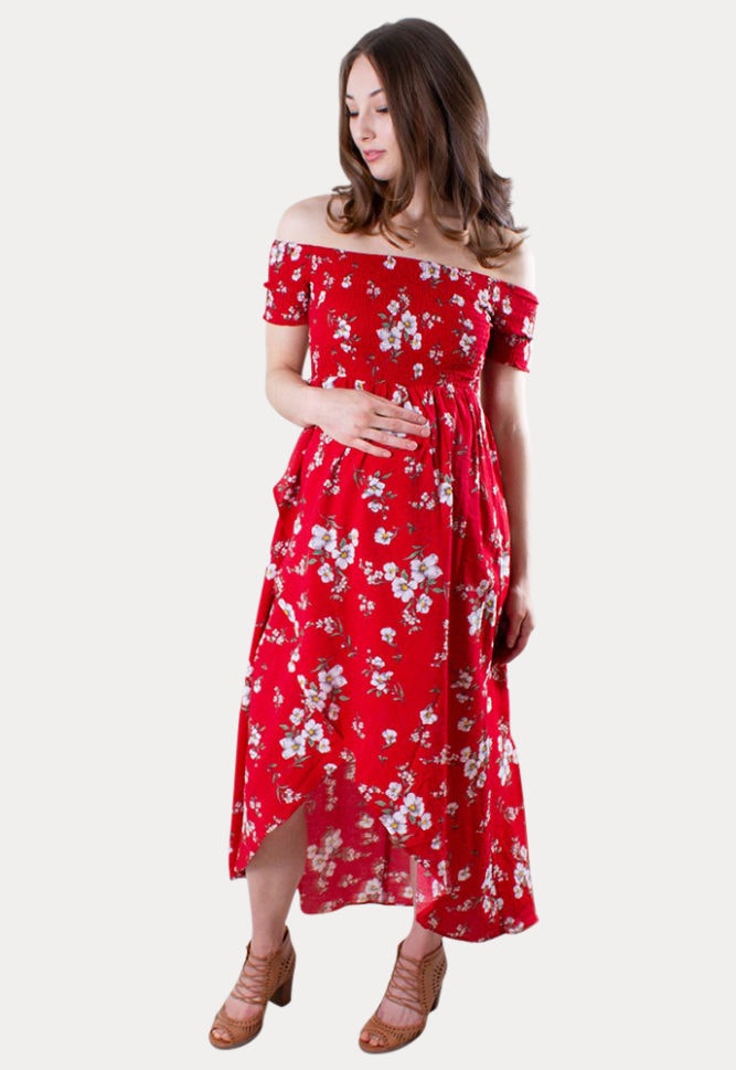 floral wrap maternity dress