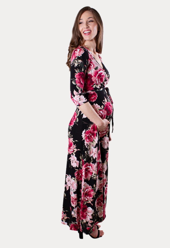 floral maternity dress with tie