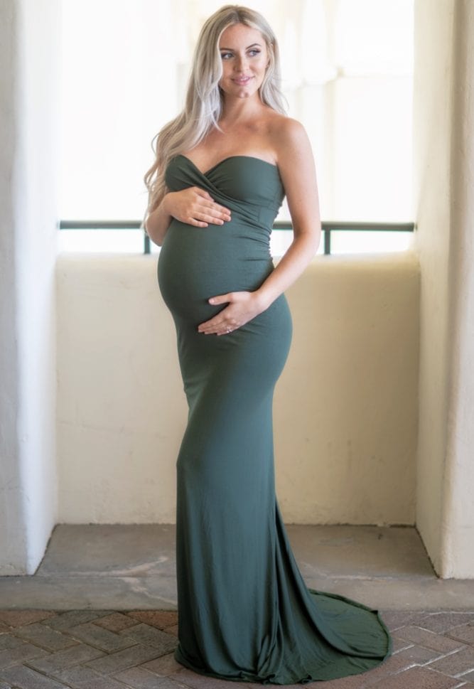 maternity gown with mini train