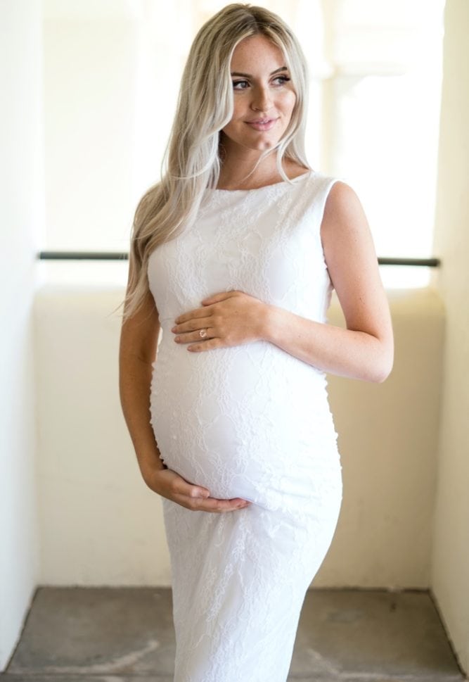 lace pregnancy wedding gown