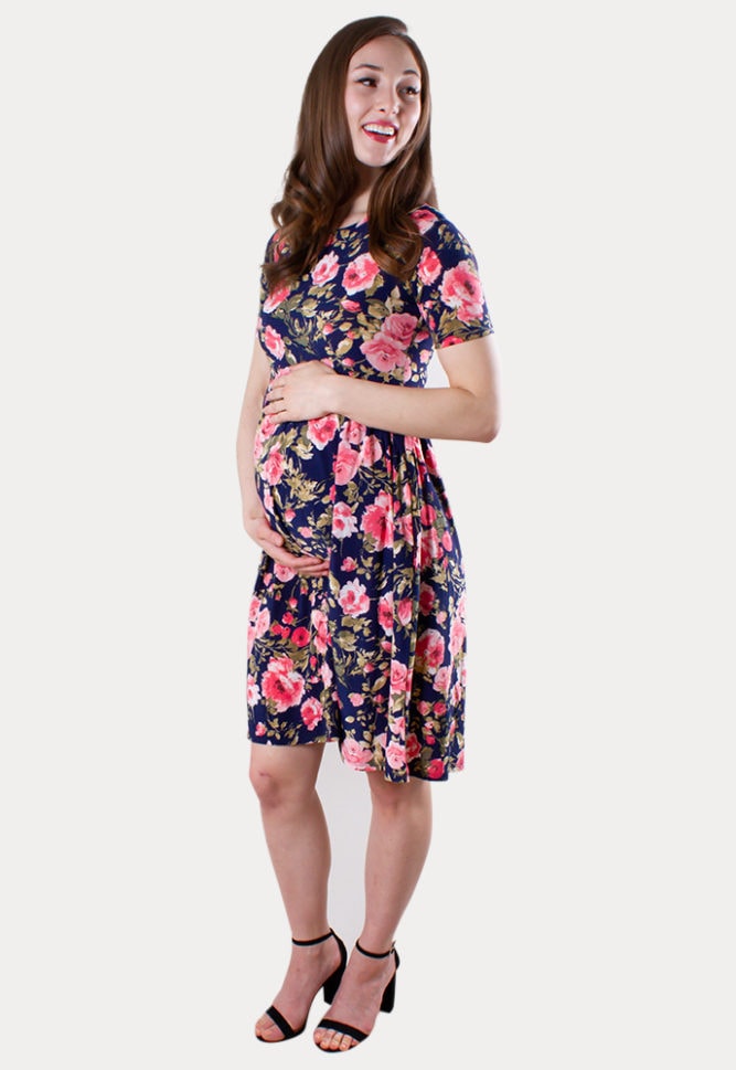 floral maternity mini dress