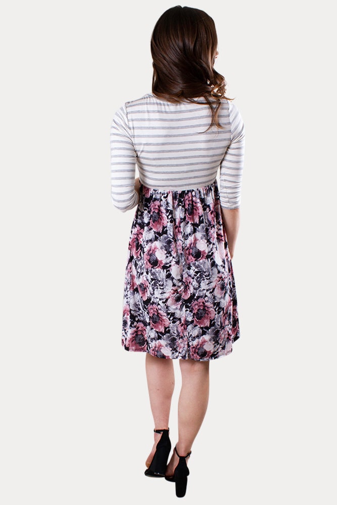 floral stripe maternity dress