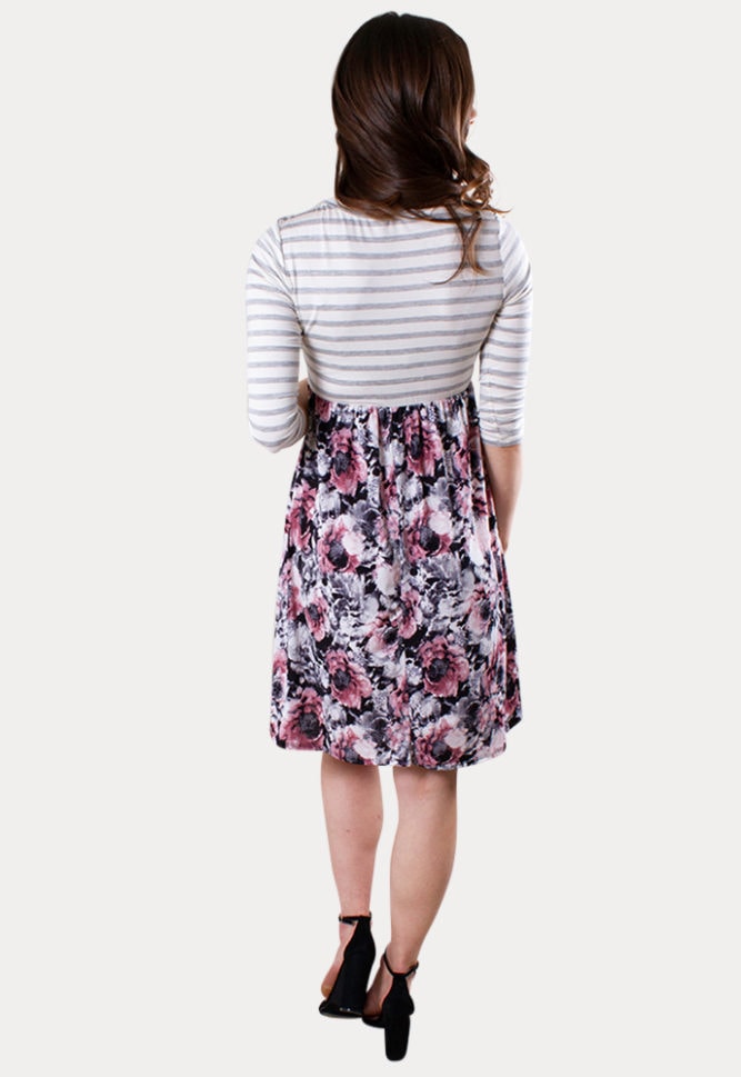 floral stripe maternity dress