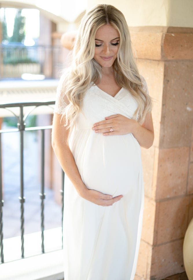 short sleeve maternity reception dress