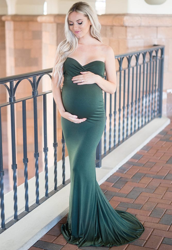 maternity gown with mini train