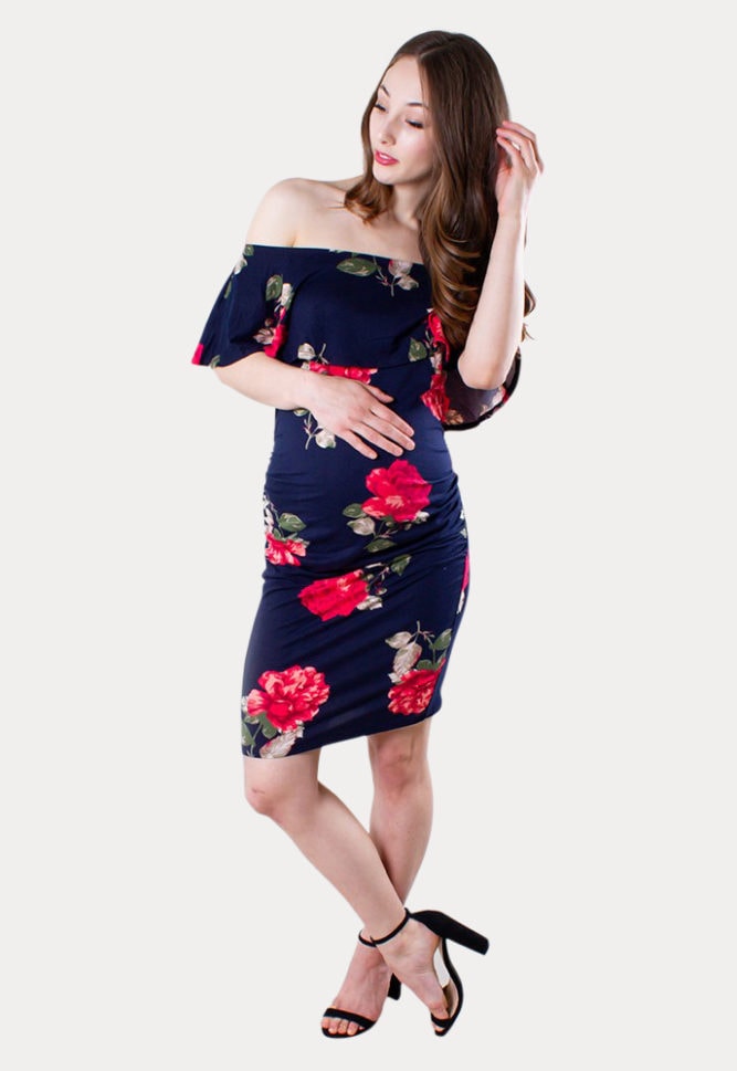 floral bodycon maternity dress