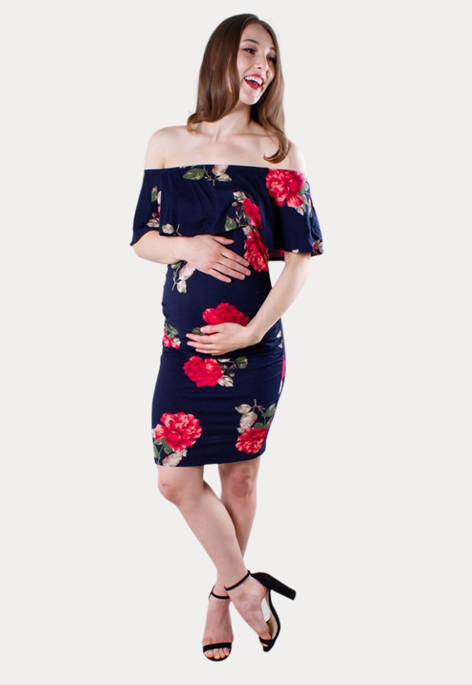 floral bodycon maternity dress