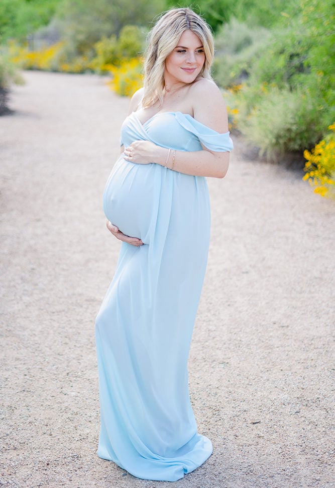 strapless sweetheart maternity gown