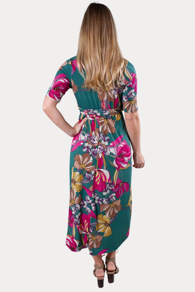 green floral maternity dress