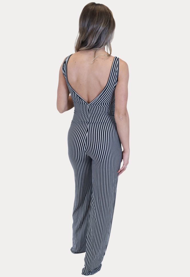 striped maternity jumpsuit