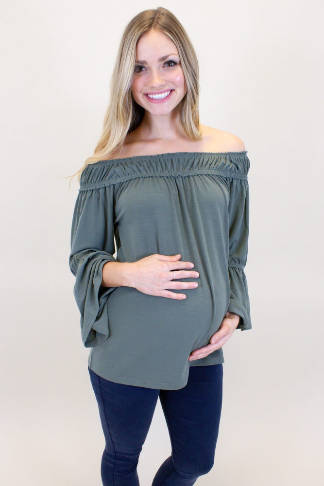 bell sleeve maternity top