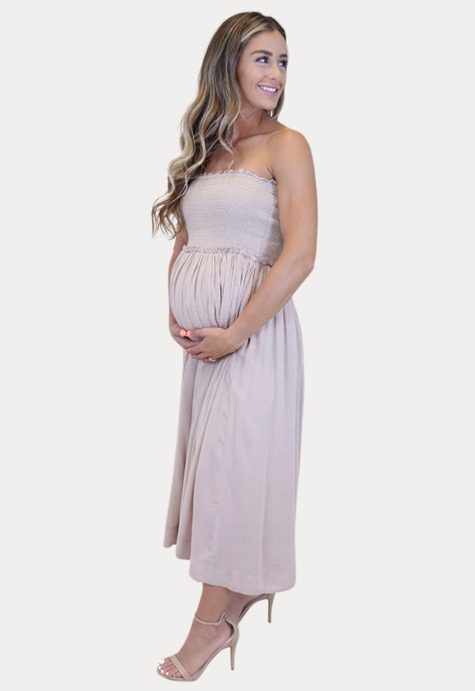 strapless maternity jumpsuit