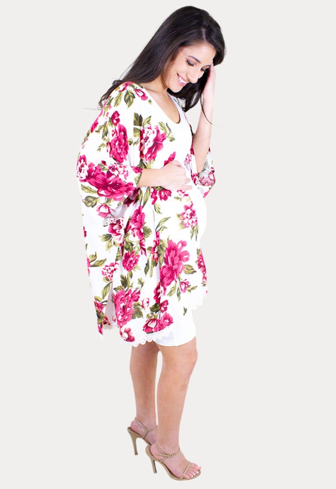white maternity kimono