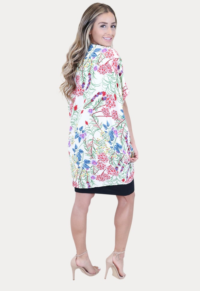 white floral maternity kimono