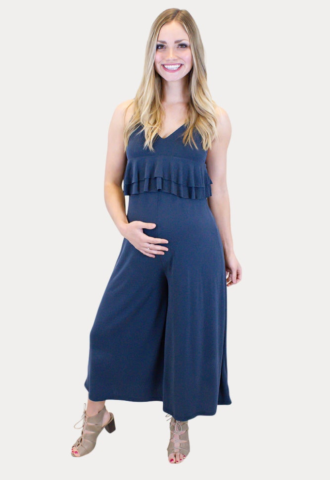 sleeveless maternity jumpsuit