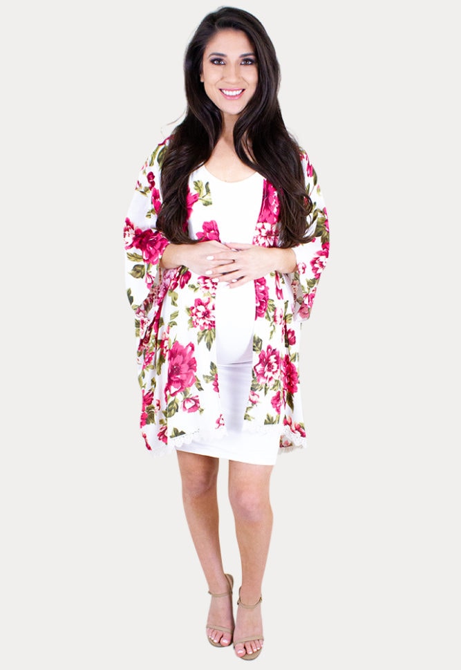 white maternity kimono
