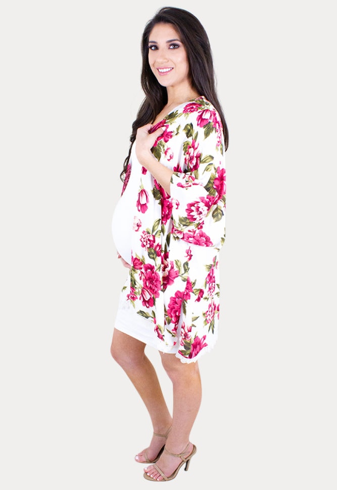 white maternity kimono