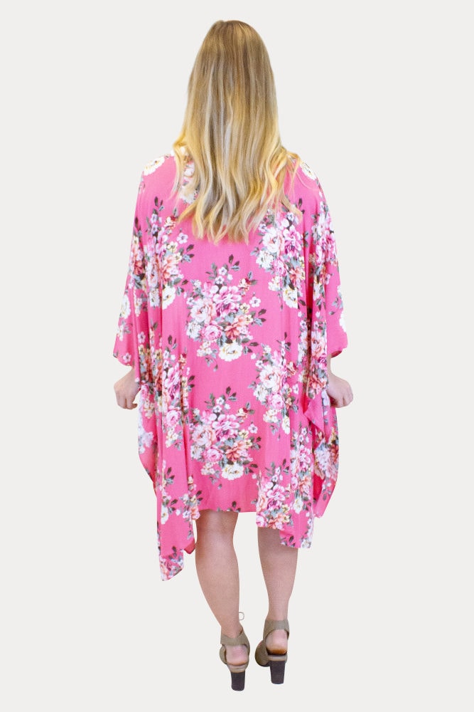 pink floral maternity kimono