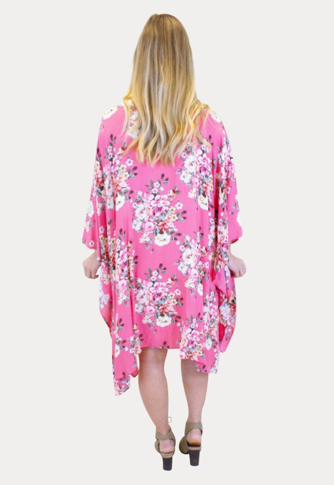 pink floral maternity kimono