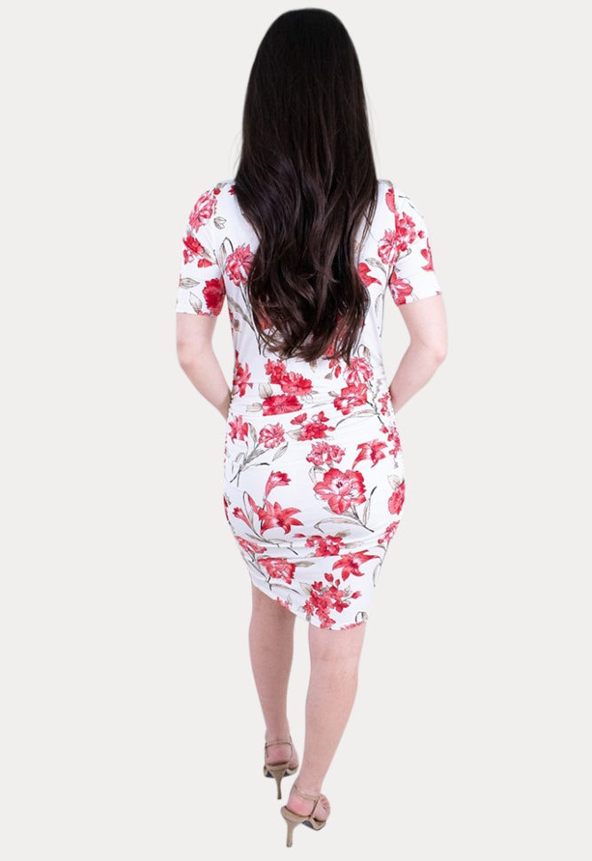 short sleeve floral maternity dress