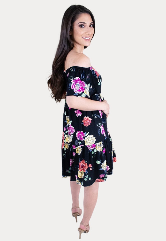 black maternity mini dress