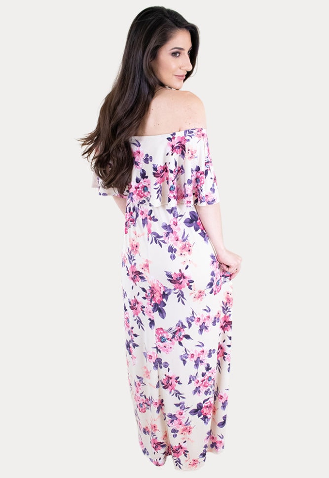 off the shoulder pregnancy maxi dress